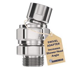 HammerHead Showers 솔리드 메탈 샤워 헤드 회전 볼 어댑터 크롬 | 샤워헤드 각도를 조절할 수 있는 조절 가능한 피벗 범용 커넥터 조인트는 고정 핸드 헬드 및