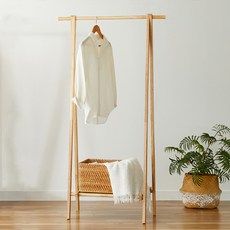 테라홈 르네 접이식행거 원목 스탠드 옷걸이 선반, 내추럴