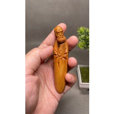 天然陳化崖柏 達摩手把件, 如圖所示, 1個