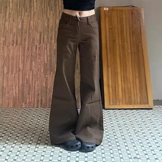 해피유통 여성용 봄가을 고급스러운 하이웨스트 와이드 팬츠 패션 청바지 매치하기 쉬운 캐주얼 스타일