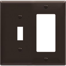 에너라이트 조합 토글 라이트 스위치/데코레이터 스위치 플레이트 더블 월 표준 사이즈 2-Gang 4.68" x 4.73" 폴리카보네이트 열가소성 수지 광택 마감 SI8811, Mid-Size, 1 Pack, Gray