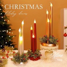 高雅聖誕LED仿真長松果蠟燭擺件，仿真蠟燭聖誕裝飾，溫馨節慶擺設, 1個, 金色