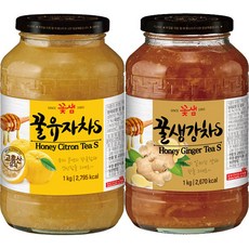 꽃샘 꿀유자차S 1kg + 꿀생강차S 1kg, 1개, 유자차s 1kg+생강차s 1kg