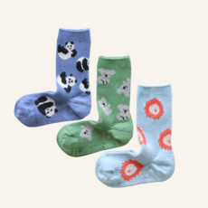 꼬까참새 아동 주니어 양말 초등학생 남아 여아 발목 선물 애니멀레터 3종세트