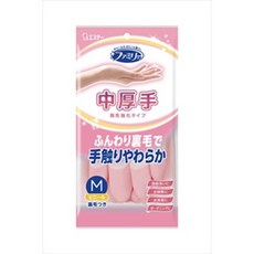 ファミリーPremium touch添加玻尿酸保濕植絨耐用防滑家事手套, 中厚型(內裹毛)-粉色, 1套