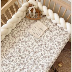 嬰兒床笠 純棉 a類 拼接床單 兒童寶寶床墊罩 全棉嬰兒床上用品, 沐鈴花語（7A抗菌升級款）,110*60