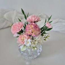 [미니화병 카네이션] 납골당 조화 미니어쳐꽃 인테리어소품 크리스탈 2컬러 어버이날 추모, 핑크, 1개