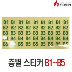 한국소방자재 계단통로 유도등 층표시 스티커, 혼합색상, 1개, B1~B5층