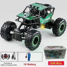 입문용rc카 몬스터트럭rc카 무선조종 자동차 고속 오프로드 선물, Green 1 Battery Box