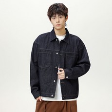 코디코치 다크슬랩 인디고 딥 블루 오버핏 드롭 숄더 베이직 투포켓 트러커 데님 자켓