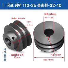 V벨트풀리 타이밍풀리 국가표준 보어 발전기 시브 부품, 레몬옐로우 110-2B 돌출대-32-10, 기본 모델명/품번