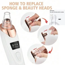 5흡입력 블랙헤드 리무버 모공 진공 여성용 ExtractorTool용 FacialPoreCleaner 키트, 01 White