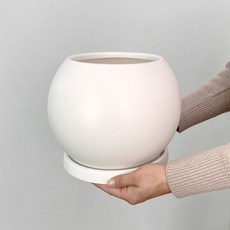 식물연구소 플라스틱 인테리어 달항아리 화분 화이트 1세트, 1개