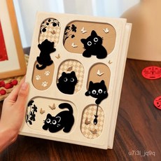 復古貓咪相冊本 家庭旅遊照片拍立得收納冊 3寸4寸5寸6寸記錄冊相薄, 【貓影雅集】平面款式,全豎版6寸100張【標準過塑都能放】