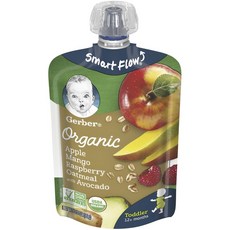 거버 스마트 플로우 어린이스무디 99g, 1개, 사과 + 망고 + 라즈베리 + 오트밀 + 아보카도