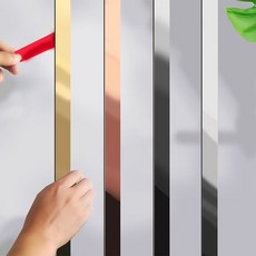 스텐레스 스틸 플레이트 몰딩 배경 벽 몰딩 메탈 접착식 테두리 라인 1롤(폭3cm x 길5M), 블랙 미러