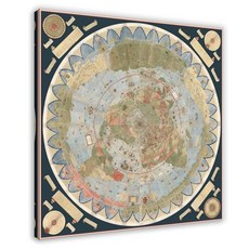 CFIOZYOS 1587 우르바노 몬테 자이언트 평평한 지구 중세 지도 세계 마파 문디 앤티크 구세계 아틀라스 포스터 청소년 소년 방 벽 예술 캔버스 페인팅 프린트 프레임 16x1