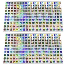 홀로그램 숫자 스티커 1-100 10장 넘버링 라벨 넘버 1cm, 10개, 100개입