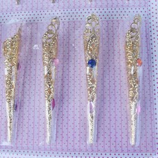 女孩玩具黃金指甲套 兒童角色扮演 韆手觀音長指甲 學校熱賣吊闆玩具 3到6歲適用, 1個, 指甲套2個裝【包裝持續更新中】