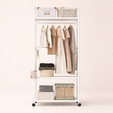 보리보 철제 스탠드 이동식 행거, 화이트