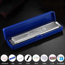 德國原裝和來口琴24孔複音C調，初學者/成人高級演奏級專業學生入門，自學口琴專業演奏比賽樂器, 【演奏級】銀色C調+贈品, 1個