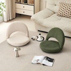 MIGA 5단 각도 조절 회전 등받이 접이식 앉은뱅이 바닥 좌식의자, 베이지, 1개