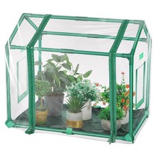 실내 식물용 화분 매트가 있는 미니 온실 작은 식물을 위한 방수 냄비 패드가 있는 튼튼한 휴대용 온실 씨앗 습도를 위한 투명 소형 식물 텐트(화이트), Green