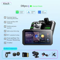 갤롭 스프라이트 6인치 오토바이 GPS 네비게이션 무선 카플레이 안드로이드 DVR 드라이브 레코더 휴대용 모, 12 Green-DVR-TPMS-64G