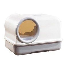 UrbanPaw 奶糕通道貓砂盆 全封閉超大貓廁所 抽屜式隔臭 防外濺貓砂盆, 奥利灰, 1個