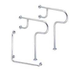 【海夫健康生活館】裕華 不鏽鋼系列 亮面 浴廁組 R型X2 L型扶手(T-056 T-050), 1個, R型X2+L型扶手 40x40cm
