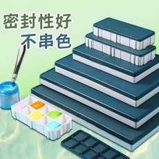 顏料盒24/36/48格軟蓋調色盒 美術生專用水彩畫水粉盒 便攜密封保濕顏料收納盒, 24格軟蓋顏料盒+刮刀+調色盤+噴壺,選組合更劃算, 1個