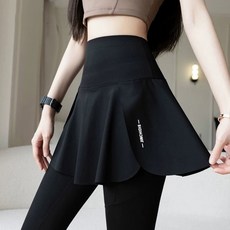 Cavensi 大尺碼假兩件運動褲 瑜珈褲 鯊魚褲 假兩件褲裙 打底褲 鯊魚褲裙 M-4XL