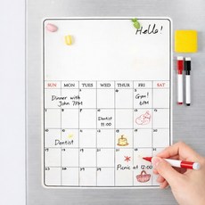 워라플 냉장고 자석 달력 스케줄 메모 보드판, 1개, 화이트