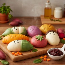 7가지 야채 모양 친구들 찐빵, 4개, 280g