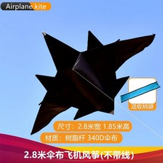 블랙호크 전투기 대형연 2.8m 연날리기 세트 얼레 포함 전통놀이, 2.8m 비행기 연 (와이어 없음)
