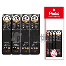 펜텔 아인슈타인 샤프심 0.5mm 2B/3B/4B 4개 세트(신제품), 아인 샤프심 0.5mm 3B 4개 세트