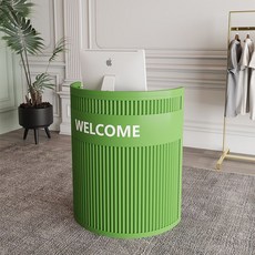 원형 카운터 템바보드 철제 비조립 계산대, 녹색