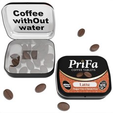 PriFa 커피 태블릿 라떼 포켓 커피 - 무가당 리얼 커피 흡수성 캔디 커피 캔디 - 천연 무설탕 인스턴트 에너지 파우치 케토용 카페인 민트 (라떼 1팩 25정), 12g