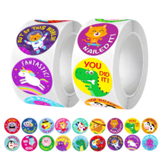 1000매입 18종 칭찬 영문 스티커, 1세트, 혼합(S1538)1000P