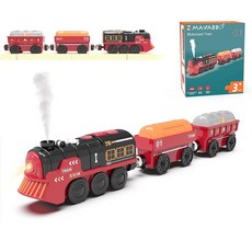 나무 트랙을 위한 장난감 기차 전기 열차 세트 유아용 크리스마스 전동 장난감 배터리로 작동되는 열차에는 조명 소리 연기 증기 열차가 포함되어 있으며 토마스 브리오와, Steam Train