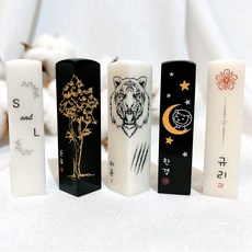 수제도장 인감 개인 이름 외국인선물 어린이 졸업 선물 도장, 1개, 03 꽃 기본돌