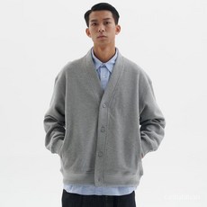 VFQM 優選大碼針織外套男 300斤大碼男裝復古重磅V領華夫格夾剋開衫oversize衛衣外套上衣