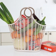 구디푸디 레트로 다용도 그물 장바구니 목욕바구니 3size, 아이보리(대형), 1개