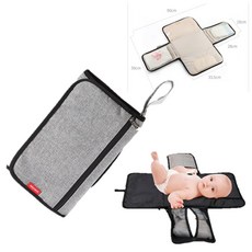 防水尿布袋，隔尿墊，尿布收納，推車掛袋，新生兒外出收納包, A-尿布袋-花灰色/灰藍色隨機