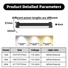 LED 트랙 조명 40W 투광 실내 홈 장식 램프 레일, 02 Black, 01 Warm White 3000K, 04 10W
