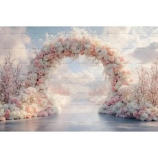 화이트 핑크 배경 커튼 꽃 장식 천 웨딩 생일 사진 소품, 16. X02745