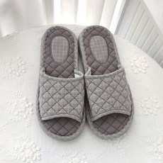 이엘로그 층간소음방지 3중쿠션 실내화 체크 에그 슬리퍼 커플 남녀거실화 4계절, 1개, 그레이 (250~270mm)