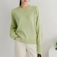 Tteugaejin 女款5色日常粉彩簡約Harris圓領針織衫