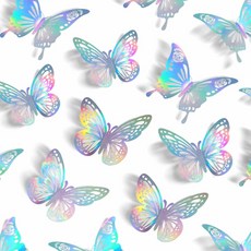 프루마 3D 입체 나비 스티커 장식, 홀로그램, 12개 1세트