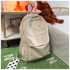 트렌디한 학생 단색 위한 백팩 부드러운 남녀 소녀들을 대학생을 대용량 심플하고, Beige